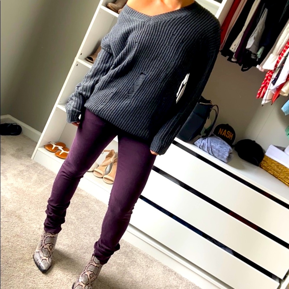 Distressed Oversized Sweater in Charcoal - Picture 1 of 3